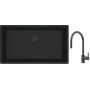 Franke Maris MRG 110-72 zlewozmywak 72x40 cm Fragranite czarny mat z baterią kuchenną Eos czarna stal szlachetna (1250697757, 1150613671) zdj.1