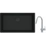 Franke Maris MRG 110-72 zlewozmywak 72x40 cm Fragranite czarny mat z baterią kuchenną Leda Neo stal szlachetna (1250697757, 1150590047) zdj.1