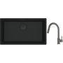 Franke Maris MRG 110-72 zlewozmywak 72x40 cm Fragranite czarny mat z baterią kuchenną Lina kamienny szary (1250697757, 1150626057) zdj.1