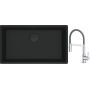 Franke Maris MRG 110-72 zlewozmywak 72x40 cm Fragranite czarny mat z baterią kuchenną Lina chrom/szary (1250697757, 1150626087) zdj.1