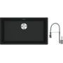 Franke Maris MRG 110-72 zlewozmywak 72x40 cm Fragranite czarny mat z baterią kuchenną Sentinel chrom (1250687260, 1150029591) zdj.1
