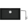 Franke Maris MRG 110-72 zlewozmywak 72x40 cm Fragranite czarny mat z baterią kuchenną Sirius Side chrom (1250687260, 1150668280) zdj.1