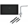 Franke Maris MRG 110-72 zlewozmywak 72x40 cm Fragranite czarny mat z baterią kuchenną Neptune Clear Water chrom (1250697757, 1150370689) zdj.1