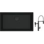 Franke Maris MRG 110-72 zlewozmywak 72x40 cm Fragranite czarny mat z baterią kuchenną Vital Semi-Pro czarny mat/stal (1250697757, 1200621313) zdj.1