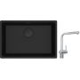 Franke Maris MRG 110-62 zlewozmywak 62x40 cm Fragranite czarny mat z baterią kuchenną Atlas Neo Sensor stal szlachetna (1250697758, 1150625523) zdj.1