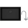 Franke Maris MRG 110-62 zlewozmywak 62x40 cm Fragranite czarny mat z baterią kuchenną Eos stal szlachetna (1250697758, 1200179979) zdj.1