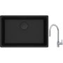 Franke Maris MRG 110-62 zlewozmywak 62x40 cm Fragranite czarny mat z baterią kuchenną Eos stal szlachetna (1250697758, 1150590045) zdj.1