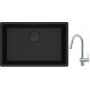 Franke Maris MRG 110-62 zlewozmywak 62x40 cm Fragranite czarny mat z baterią kuchenną Leda Neo stal szlachetna (1250697758, 1150590047) zdj.1