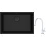 Franke Maris MRG 110-62 zlewozmywak 62x40 cm Fragranite czarny mat z baterią kuchenną Lina biały polarny (1250697758, 1150626081) zdj.1