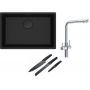 Franke Maris MRG 110-62 zlewozmywak 62x40 cm Fragranite czarny mat z baterią kuchenną Neptune Clear Water chrom (1250697758, 1150370689) zdj.1