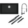 Franke Maris MRG 110-72 zlewozmywak 72x40 cm Fragranite onyx z baterią kuchenną Coxy chrom (1250687261, 1150159732) zdj.1