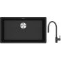 Franke Maris MRG 110-72 zlewozmywak 72x40 cm Fragranite onyx z baterią kuchenną Eos czarna stal szlachetna (1250687261, 1150613671) zdj.1