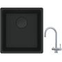 Franke Maris MRG 110-37 zlewozmywak 40x37 cm Fragranit + czarny mat z baterią kuchenną Eos stal szlachetna (1250697760, 1200179979) zdj.1