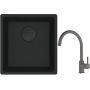 Franke Maris MRG 110-37 zlewozmywak 40x37 cm Fragranit + czarny mat z baterią kuchenną Lina kamienny szary (1250697760, 1150626022) zdj.1