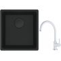 Franke Maris MRG 110-37 zlewozmywak 40x37 cm Fragranit + czarny mat z baterią kuchenną Lina biały polarny (1250697760, 1150626024) zdj.1