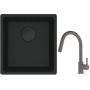 Franke Maris MRG 110-37 zlewozmywak 40x37 cm Fragranit + czarny mat z baterią kuchenną Lina kamienny szary (1250697760, 1150626057) zdj.1