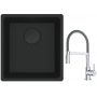 Franke Maris MRG 110-37 zlewozmywak 40x37 cm Fragranit + czarny mat z baterią kuchenną Lina chrom/szary (1250697760, 1150626087) zdj.1