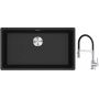 Franke Maris MRG 110-72 zlewozmywak 72x40 cm Fragranite onyx z baterią kuchenną Lina chrom/czarny (1250687261, 1150626085) zdj.1