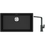 Franke Maris MRG 110-72 zlewozmywak 72x40 cm Fragranite onyx z baterią kuchenną Mythos czarna stal szlachetna (1250687261, 1150550441) zdj.1