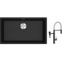 Franke Maris MRG 110-72 zlewozmywak 72x40 cm Fragranite onyx z baterią kuchenną Vital Semi-Pro czarny mat/stal (1250687261, 1200621313) zdj.1