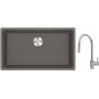 Franke Maris MRG 110-72 zlewozmywak 72x40 cm Fragranite kamienny szary z baterią kuchenną Eos stal szlachetna (1250687262, 1150590045) zdj.1