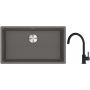 Franke Maris MRG 110-72 zlewozmywak 72x40 cm Fragranite kamienny szary z baterią kuchenną Lina czarny mat (1250687262, 1150626019) zdj.1