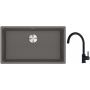 Franke Maris MRG 110-72 zlewozmywak 72x40 cm Fragranite kamienny szary z baterią kuchenną Lina onyx (1250687262, 1150626020) zdj.1