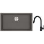 Franke Maris MRG 110-72 zlewozmywak 72x40 cm Fragranite kamienny szary z baterią kuchenną Lina czarny mat (1250687262, 1150626053) zdj.1