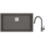 Franke Maris MRG 110-72 zlewozmywak 72x40 cm Fragranite kamienny szary z baterią kuchenną Lina kamienny szary (1250687262, 1150626057) zdj.1