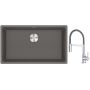 Franke Maris MRG 110-72 zlewozmywak 72x40 cm Fragranite kamienny szary z baterią kuchenną Lina chrom/szary (1250687262, 1150626087) zdj.1