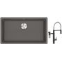 Franke Maris MRG 110-72 zlewozmywak 72x40 cm Fragranite kamienny szary z baterią kuchenną Vital Semi-Pro czarny mat/stal (1250687262, 1200621313) zdj.1