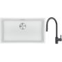 Franke Maris MRG 110-72 zlewozmywak 72x40 cm Fragranite biały polarny z baterią kuchenną Eos czarna stal szlachetna (1250687263, 1150613671) zdj.1