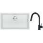 Franke Maris MRG 110-72 zlewozmywak 72x40 cm Fragranite biały polarny z baterią kuchenną Lina czarny mat (1250687263, 1150626053) zdj.1