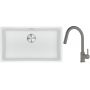 Franke Maris MRG 110-72 zlewozmywak 72x40 cm Fragranite biały polarny z baterią kuchenną Lina kamienny szary (1250687263, 1150626057) zdj.1