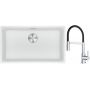 Franke Maris MRG 110-72 zlewozmywak 72x40 cm Fragranite biały polarny z baterią kuchenną Lina chrom/czarny (1250687263, 1150626085) zdj.1