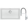 Franke Maris MRG 110-72 zlewozmywak 72x40 cm Fragranite biały polarny z baterią kuchenną Lina chrom/szary (1250687263, 1150626087) zdj.1