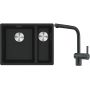 Franke Maris MRG 160-34-15SBR zlewozmywak 52x40 cm Fragranite czarny mat z baterią kuchenną Atlas czarna stal szlachetna (1250687264, 1150550427) zdj.1