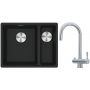 Franke Maris MRG 160-34-15SBR zlewozmywak 52x40 cm Fragranite czarny mat z baterią kuchenną Eos stal szlachetna (1250687264, 1200179979) zdj.1