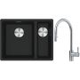 Franke Maris MRG 160-34-15SBR zlewozmywak 52x40 cm Fragranite czarny mat z baterią kuchenną Eos stal szlachetna (1250687264, 1150590045) zdj.1