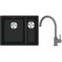 Franke Maris MRG 160-34-15SBR zlewozmywak 52x40 cm Fragranite czarny mat z baterią kuchenną Lina kamienny szary (1250687264, 1150626022) zdj.1