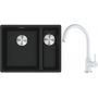 Franke Maris MRG 160-34-15SBR zlewozmywak 52x40 cm Fragranite czarny mat z baterią kuchenną Lina biały polarny (1250687264, 1150626024) zdj.1