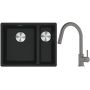 Franke Maris MRG 160-34-15SBR zlewozmywak 52x40 cm Fragranite czarny mat z baterią kuchenną Lina kamienny szary (1250687264, 1150626057) zdj.1