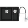Franke Maris MRG 160-34-15SBR zlewozmywak 52x40 cm Fragranite czarny mat z baterią kuchenną Lina chrom/szary (1250687264, 1150626087) zdj.1
