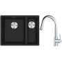 Franke Maris MRG 160-34-15SBR zlewozmywak 52x40 cm Fragranite czarny mat z baterią kuchenną Lina chrom (1250687264, 1150693229) zdj.1