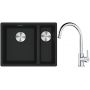 Franke Maris MRG 160-34-15SBR zlewozmywak 52x40 cm Fragranite czarny mat z baterią kuchenną Lina chrom (1250687264, 1150693228) zdj.1
