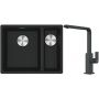 Franke Maris MRG 160-34-15SBR zlewozmywak 52x40 cm Fragranite czarny mat z baterią kuchenną Mythos czarna stal szlachetna (1250687264, 1150550441) zdj.1