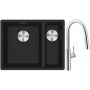 Franke Maris MRG 160-34-15SBR zlewozmywak 52x40 cm Fragranite czarny mat z baterią kuchenną Pescara L Slide-In chrom (1250687264, 1150538940) zdj.1