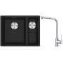 Franke Maris MRG 160-34-15SBR zlewozmywak 52x40 cm Fragranite czarny mat z baterią kuchenną Sirius Side chrom (1250687264, 1150668280) zdj.1