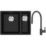 Franke Maris MRG 160-34-15SBR zlewozmywak 52x40 cm Fragranite onyx z baterią kuchenną Eos czarna stal szlachetna (1250687265, 1150613671) zdj.1