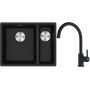 Franke Maris MRG 160-34-15SBR zlewozmywak 52x40 cm Fragranite onyx z baterią kuchenną Lina czarny mat (1250687265, 1150626019) zdj.1